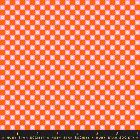 Animal Animal Flower Checks in Goldfish RS5169 14 - Ruby Star Society Sold by the Half Yard